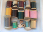 Vintage Lot Of 64 Some Wooden Sewing Thread Spools   Others Including 2 Bobbins