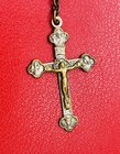 Vtg Religious Catholic Rosary Clear Glass Bead Crucifix Sacred Heart Jesus Italy