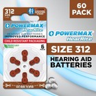Size 312 Hearing Aid Batteries  60 Count Long-lasting Battery Pack  Brown Long T