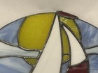 Vintage Stained Glass Fan Flat Replacement Panel Tabletop night Light Base Euc