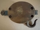 Antique Wood Pulley Single Sheave Block Iron Hook Industrial Farm Barn Decor