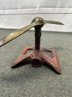 Vintage Art Deco Style Lawn Sprinkler Red Base  Brass Propellor Spray Arms