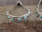 Native American Sterling Silver   Turquoise Post Dangle Earrings - Quam