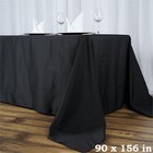 90x156  Black Premium Rectangle Polyester Tablecloth Catering Party Home Linens