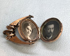 Victorian Mourning Locket Pocket Watch Chain Fob Onyx Gold Plated Two Photos