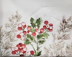 Printed Fabric Tablecloth 60 x84 oval 6-8 Ppl christmas holly Berries holiday bm