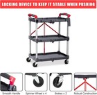 Folding Collapsible Utility Service Cart 3 Shelf 168lb W  Swivel Lockable Wheels