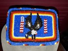 Vintage Native American Style Beaded Eagle Belt Buckle Seed Bead Leather Lot G