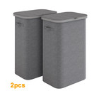 2pcs Slim Laundry Hamper With Lid 85l Foldable Clothes Basket Gray