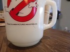 1984 Anchor Hocking Ghostbusters Movie Milk Glass Advertising Tall Coffee Mug