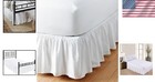 Luxurious White Microfiber Bed Skirt King - 21  Drop  Gathered Ruffle Design
