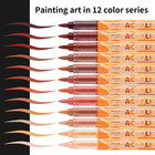 Kander  Acrylic Paint Markers 12 Colors  Skin Tone Series Set With Soft Brush Ti