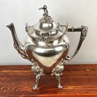 Antique Silver Plated Tea Coffee Pot Pitcher Footed Late 19th Century Victorian