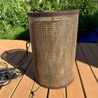 Vintage 70 s Woven Rattan Swag Lamp Cylindrical Hanging Pendant Light Retro