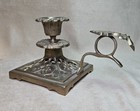 Gorgeous Vintage Antique Ornate Brass Taper Candle Holder Chamber Stick W handle