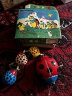 Vintage Wind-up Tin Litho Mechanical Lady-bug Family Parade   Key Try   s Going