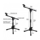 Adjustable Tripod Floor Mic Stand   Heavy Duty Holder   Extendable Boom Arm