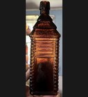 Antique Drakes 1860 Plantation Bitters 6 Log Cabin Figural Copper Amber Bottle