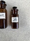  3  Vintage Whitall Tatum Amber Apothecary Bottles     Label Under Glass