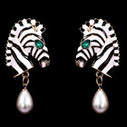 Zebra Drop Earrings For Women Gold Plated Animal Pattern Dangle Earrings 1460