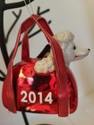 2014 Holiday Lane Macy s Poodle In Red Purse Glass  Christmas Ornament