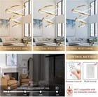 Modern Led Chandelier For Foyer Dimmable High Ceiling 5 Rings 23 6in Gold