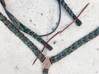 Western Leather Browband Headstall Set For Horse - Twisted Teal Alligator