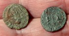 2 Small Authentic Ancient Roman Bronze Coins Old Excavation In Europe Lot  z-6
