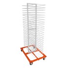 25lbs White Orange Powder Coated Drying Rack Holders 4 Wheels For Cabinets