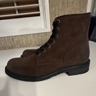Frye Fashion Men s Brown Combat Ankle Boots Lace Up Faux Leather Round Toe Sz 10