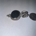 Vintage Sterling Silver And Oval Black Onyx Cabochon Bezel Set Slide Pendant