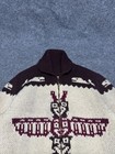 Vintage Cowichan Totem Pole Wool Hand Knit Sweater Indigenous Native 60s Scovill