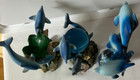 Lot 3 Marine Life Figurines Blue Dolphins Swimming On Coral Reef W  Glass Ball