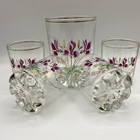 Vintage Cerve Devalbor Italian Pink Iris Floral Ice Bucket   4 Rock Glasses Set