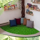 5 9 Ft Classroom Quarter Circle Rug - Non-slip Grass Carpet Reading Corner Rug
