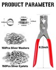 150pcs 1 2 Inch Grommet Tool Kit  Leather Hole Punch Pliers  Grommets Silver 