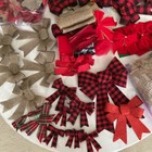 Christmas Gift Wrap Bows - Burlap Red black beige Buffalo Plaid Mix