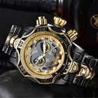 Invicta Clown Large Dial Black Gold Steel Strap Sports Men s Watch