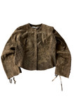 60-70s Vtg Usa Womens Suede Western Cowboy Fringe Napoleon Jacket Cropped