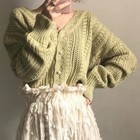 Women Sweater Knitted Coat Jacket Cardigan V Neck Loose Tops Knitwear Casual