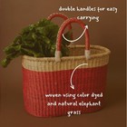 African Harvest Basket With Handles  Red Woven Bolga Market Basket  12  Wide