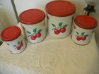 Vintage Lot 7 Decoware Ktchen 4 Cannisters  Cake Holder  Flour Sifter  Hot Pad