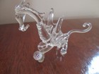 Vintage Free Standing Clear Blown Glass Dragon Figurine Sparkling Crystal Ball