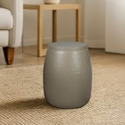 Happimess Merida 15  Hammered Metal Drum Storage Side Table  Almond 15 
