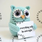 Crochet Owl Toy  Motivational Owl Gift  Handmade Amigurumi Owl  Positive Quote