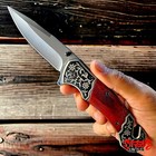9  Brown Wood Handle Tactical Spring Assisted Open Blade Folding Pocket Knife