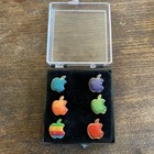 Vintage Apple Computer 6-piece Enamel Lapel Pin Set With Display Case - Rare
