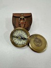 Antique Brass Pocket Compass With Leather Case Gifts   Engraved Compasses For   
