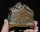 2 6 old China Ancient Dynasty Bronze House Text Incense Burner Censer Statue