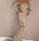 Women s Sexy Sequin Long Sleeves Mesh Mermaid Evening Dress Cocktail Prom Nwon